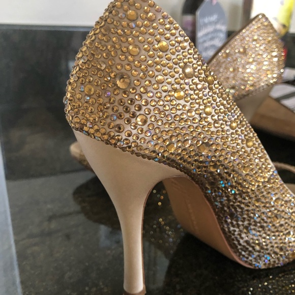 Benjamin Adams Crystal Rhinestone Heel Peep Toe 7 - Picture 5 of 15